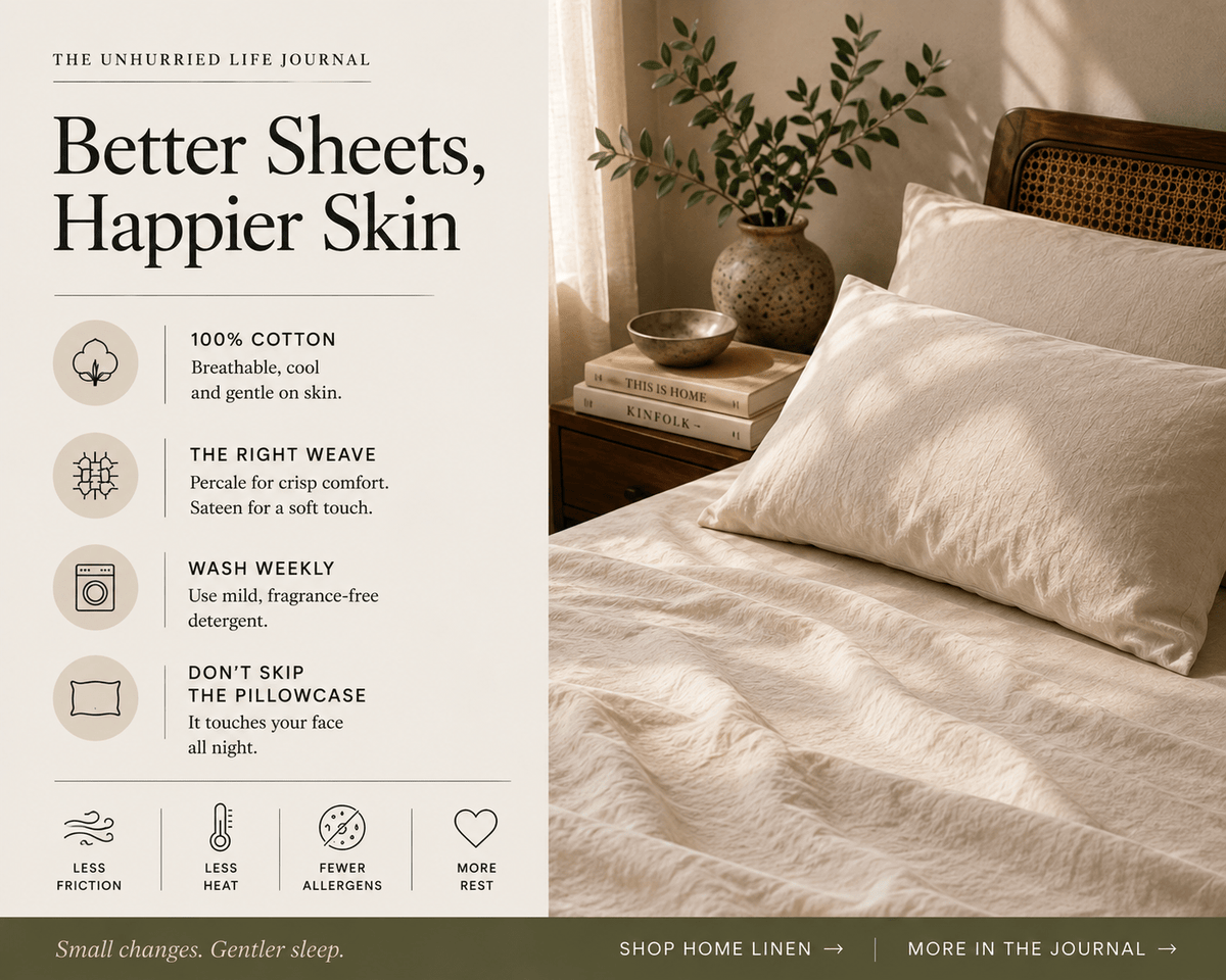 Cotton Bedsheets for Sensitive Skin: What Actually Helps - The Unhurried Life