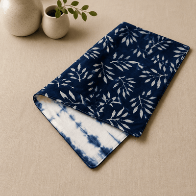 Reversible Table Mats — Indigo Block Print & Blue Tie-Dye Canvas - The Unhurried Life