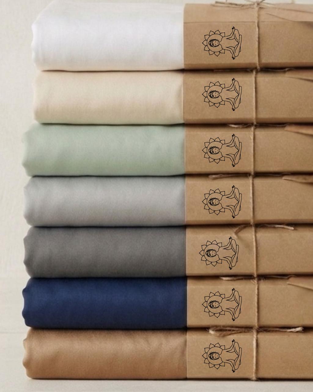 The Unhurried Life bedsheets — stacked in calm colours