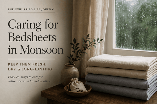 Monsoon Bedding Care: Keeping Cotton Sheets Fresh Through India's Humid Months - The Unhurried Life