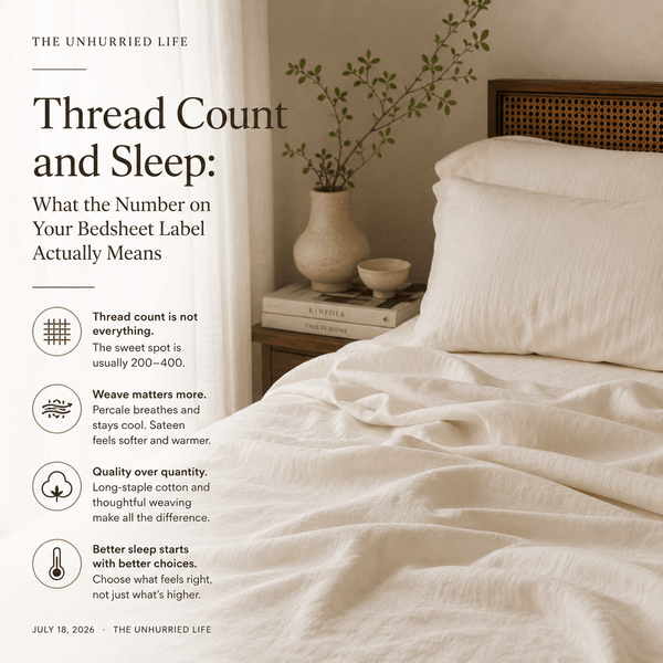Thread Count and Sleep: What the Number on Your Bedsheet Label Actually Means - The Unhurried Life
