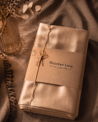 Champagne beige sateen cotton bedsheet, close-up of silky 400TC weave