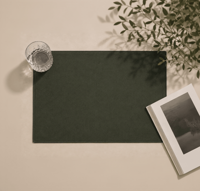 Olive Green Cotton Canvas Table Mats — Set of 6 - The Unhurried Life