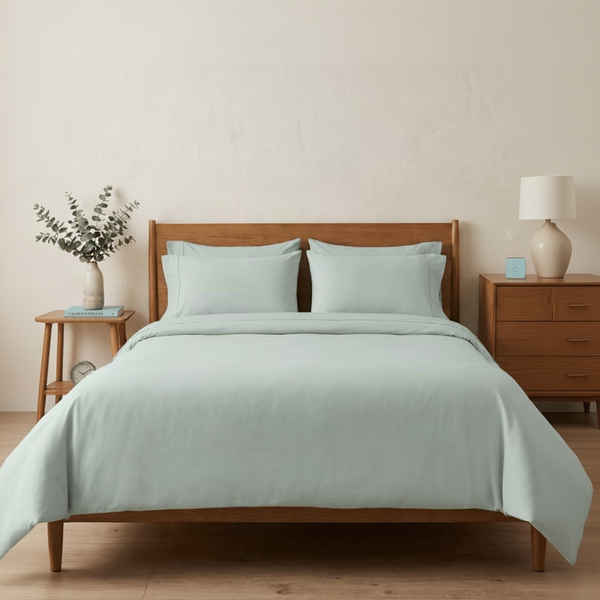 Serene Green Percale Sheet in home