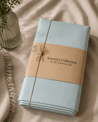Serene green percale cotton bedsheet, close-up of crisp 400TC weave